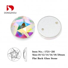 DZ 1721M with 2 hole crystal AB 10*10mm with two holes flat back stone 